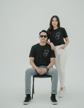 black couple t shirts matching regular fit men and women minimalist heart design India Kapda Kulture