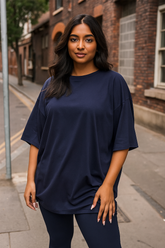 Navy Blue Women Plain T-Shirt