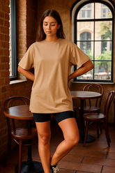 Beige Women Plain T-Shirt