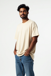 Cream Men Plain T-Shirt