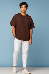 Terracotta Brown Men Plain T-Shirt