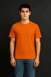Orange Men Plain T-Shirt