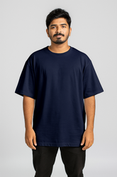 Navy Blue Men Plain T-Shirt