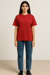 Red Women Plain T-Shirt