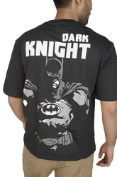 Kapda Kulture black puff print oversized t shirt for men India batman inspired graphic back view