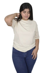 Cream Women Plain T-Shirt
