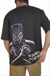 Kapda Kulture black puff print oversized t shirt for men India panther graphic back view