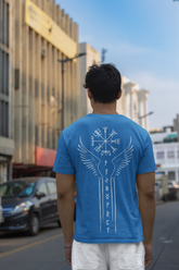 Back Side View Rune Wings Men Slim Fit T-Shirt - Kapda Kulture