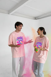 Holi oversized couple t shirt for men and women India Kapda Kulture matching streetwear outfit with colorful festival vibe
