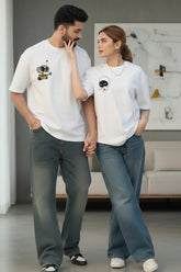 white oversized couple t shirts matching outfits for men and women India Kapda Kulture aesthetic streetwear