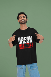 Front Side - Break The Rules Men Oversized T-Shirt - Kapda Kulture