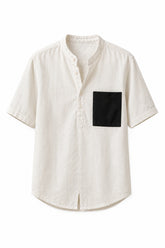 Ivory Linen Cotton Contrast Pocket Shirt for Men | Premium Casual Shirt | Kapda Kulture