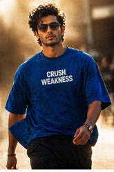 Crush Weakness Blue Graphic Oversized T-Shirt for Men | Kapda Kulture