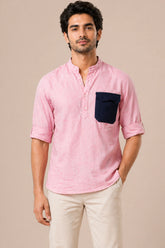 Blush Linen Cotton Pocket Kurta Shirt