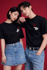 she is mine he is mine design Regular Fit Couple T-Shirt