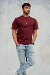 Maroon Plain T-Shirt For Men