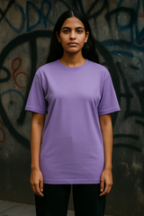 Lavender Women Plain T-Shirt
