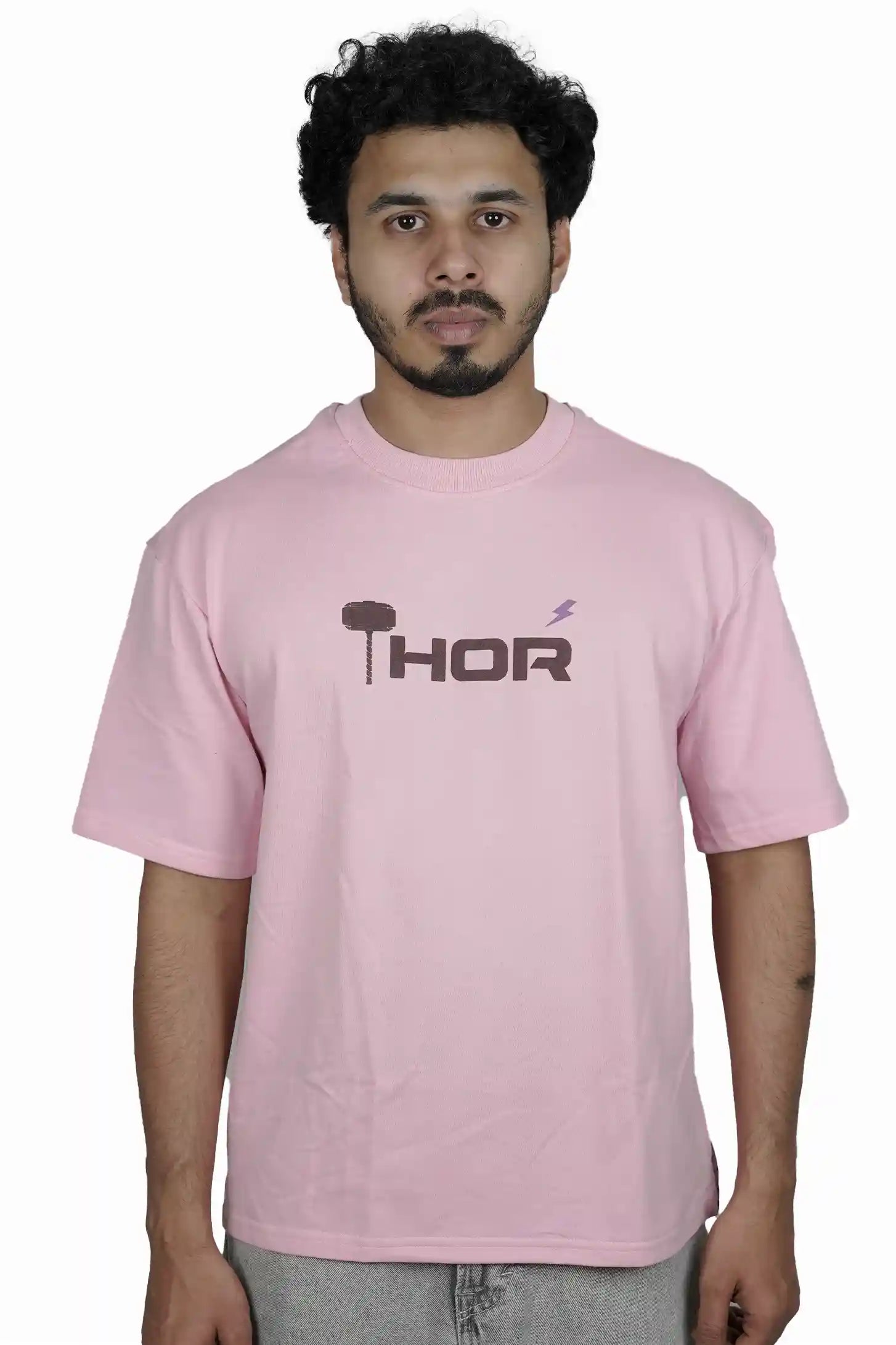 Kapda Kulture pink puff print oversized t shirt for men India graphic front design