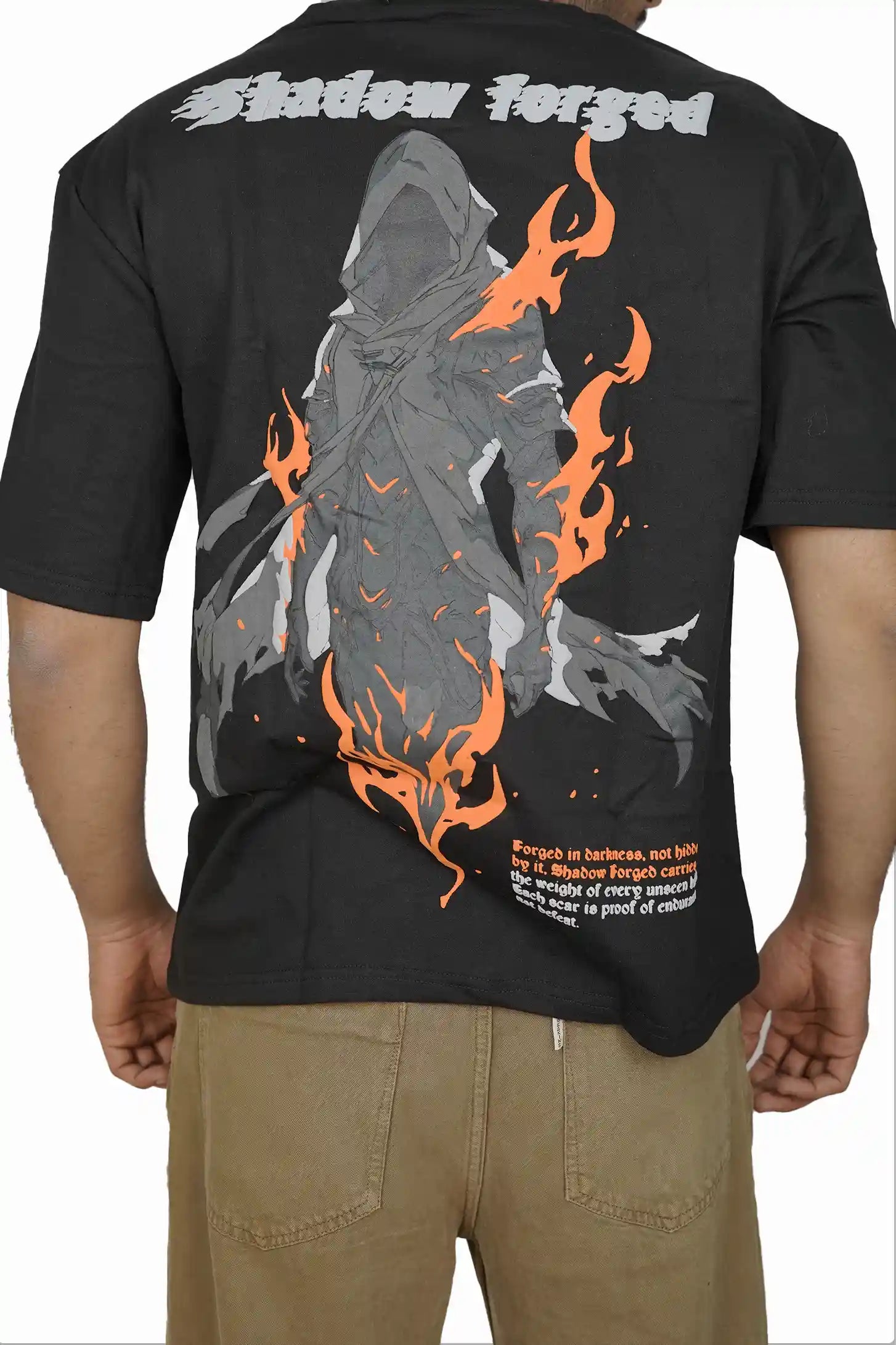 Kapda Kulture black oversized t shirt puff print graphic back design close up
