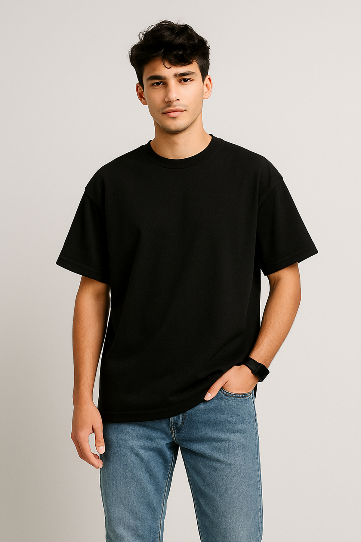 Black Men Plain T-Shirt