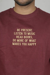 BE PRESENT Men Embroidery T-Shirt