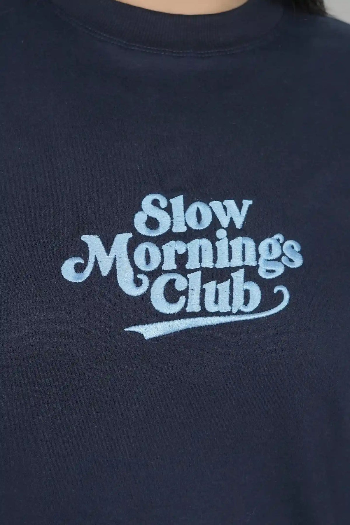 Slow Mornings Club Women Embroidery T-Shirt
