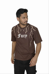 Kapda Kulture black puff print oversized t shirt for men India Fury back view