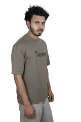 Kapda Kulture grey puff print oversized t shirt for men graphic side walking