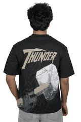 Kapda Kulture black puff print oversized t shirt for men India Thor graphic back view