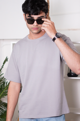 Dark Grey Men Plain T-Shirt