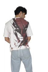 Kapda Kulture white puff print oversized t shirt for men India minimal streetwear black view