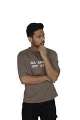 Kapda Kulture brown puff print oversized t shirt for men India deadpool inspired graphic design