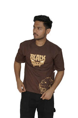 Kapda Kulture brown puff print oversized t shirt for men India panther graphic front view