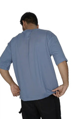 Kapda Kulture blue plain oversized t shirt for men India back view