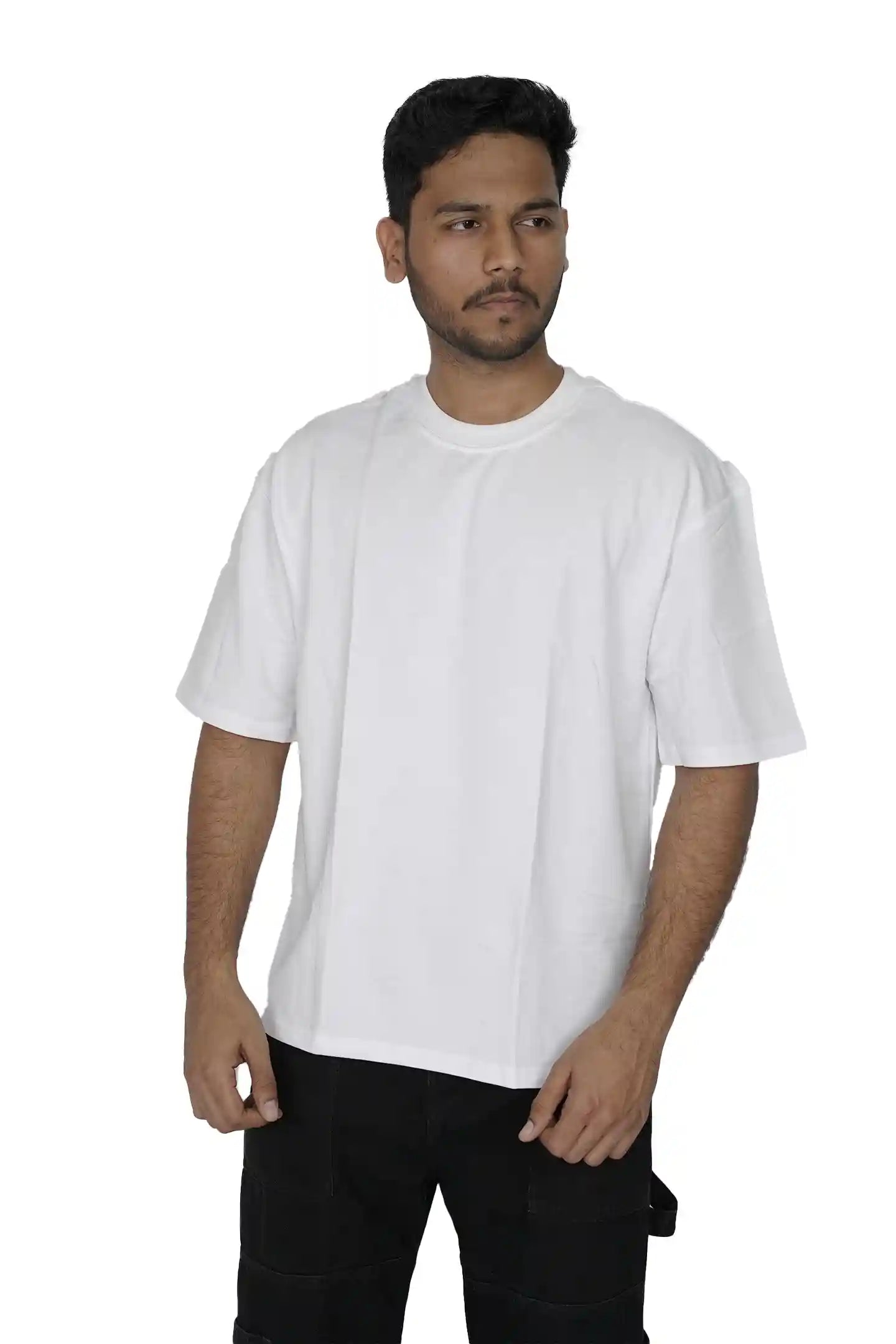 Kapda Kulture white plain oversized t shirt for men India front view