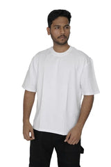 Kapda Kulture white plain oversized t shirt for men India front view