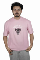 Kapda Kulture pink oversized t shirt puff print Lords of Destruction front graphic minimal design