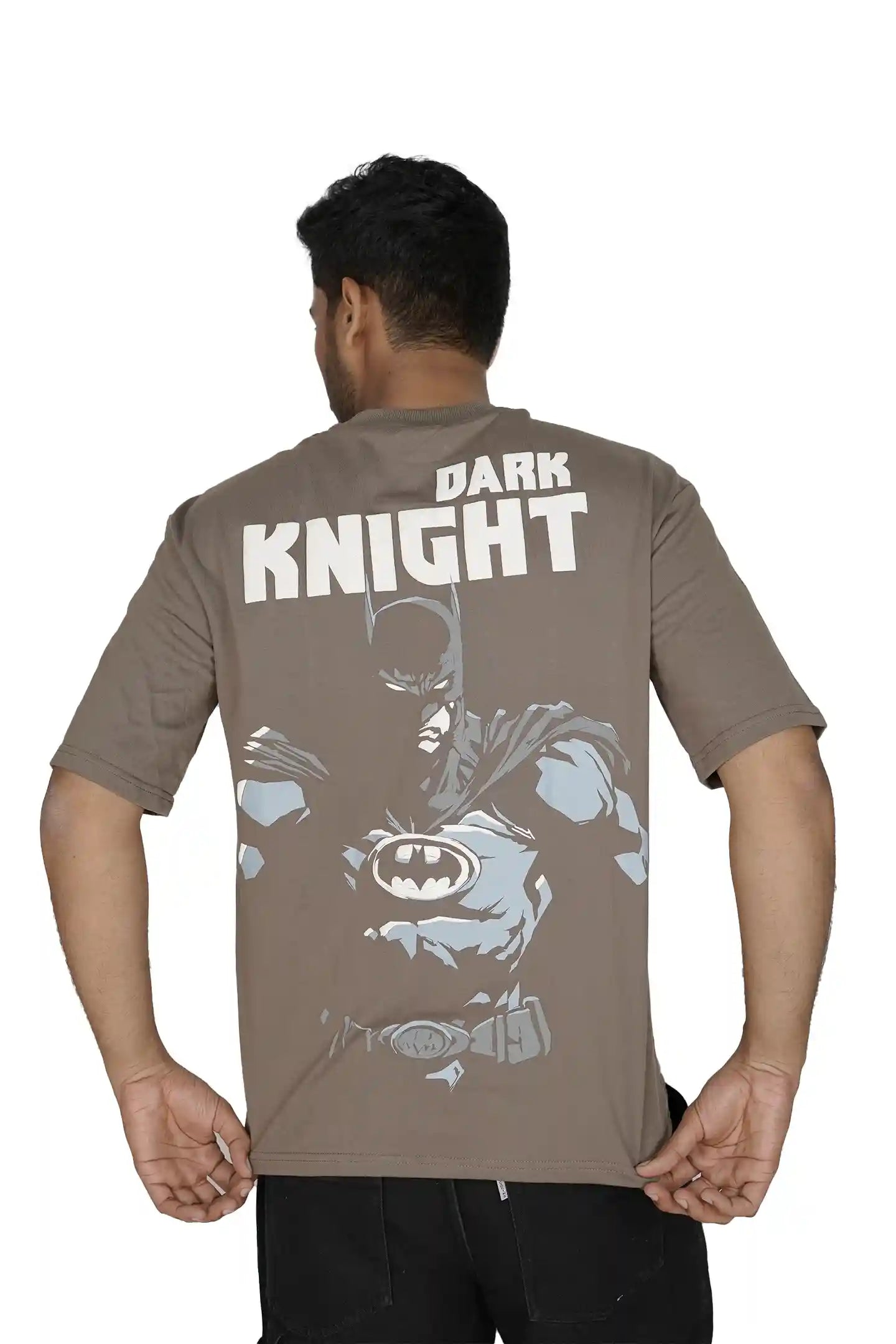 Kapda Kulture grey puff print oversized t shirt for men superhero graphic back design streetwear