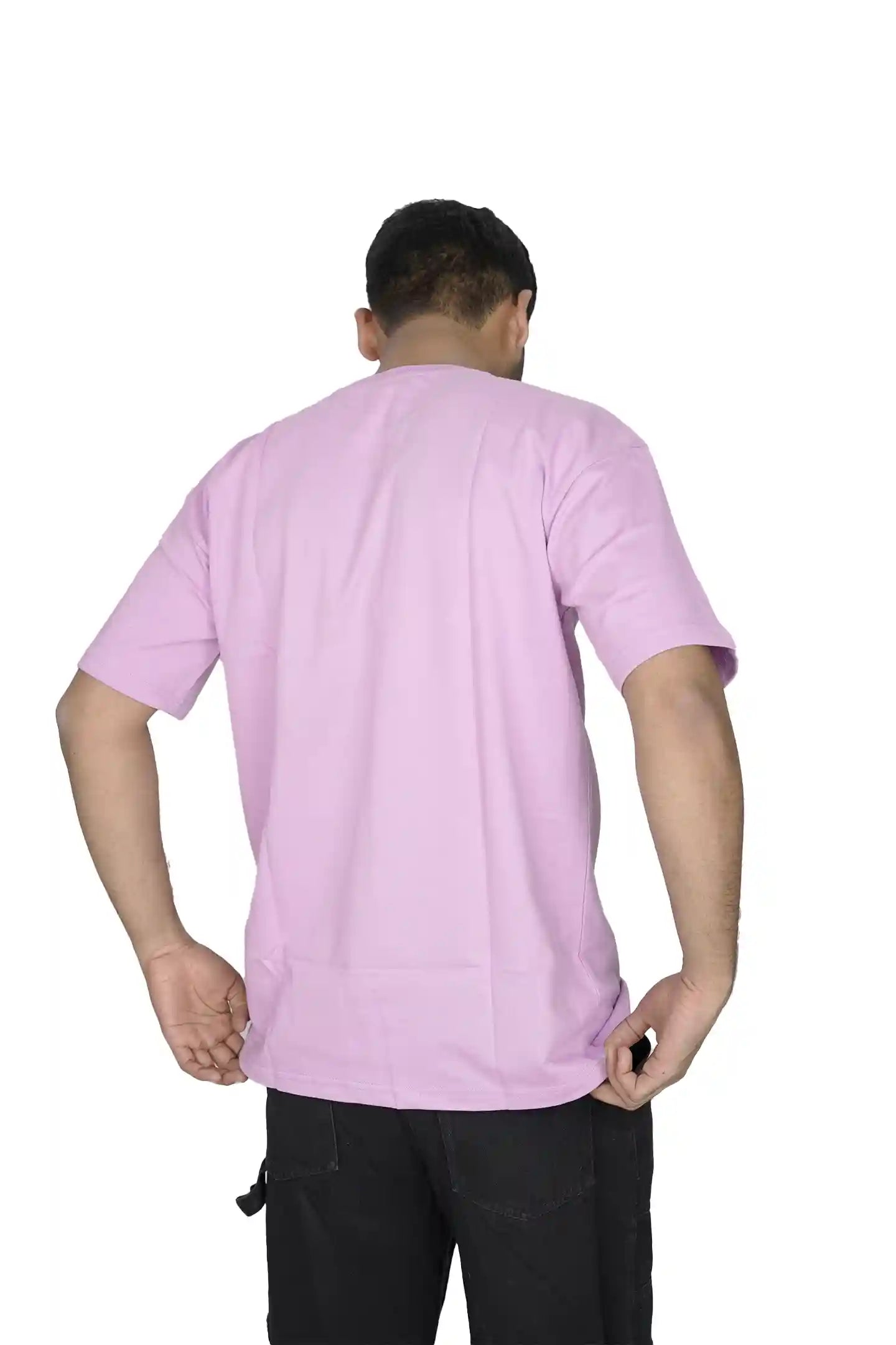 Kapda Kulture pink plain oversized t shirt for men India back view
