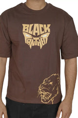 Kapda Kulture brown oversized t shirt puff print panther graphic front design streetwear