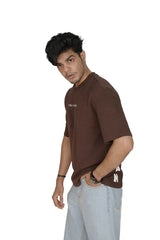 Kapda Kulture brown puff print oversized t shirt for men streetwear side profile look