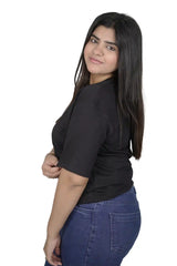 kapda kulture black plain oversized t shirt for women side view