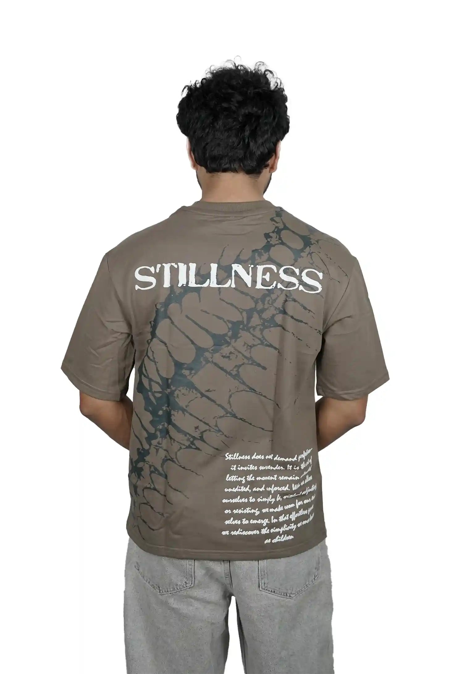 Kapda Kulture grey puff print oversized t shirt for men graphic back design streetwear