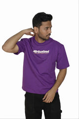 Kapda Kulture purple puff print oversized t shirt for men India  full streetwear graphic front view