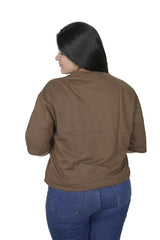 kapda kulture brown plain oversized t shirt for women back view