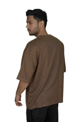 Kapda Kulture chocolate plain oversized t shirt for men India side view