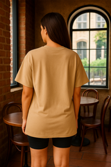 Beige Women Plain T-Shirt