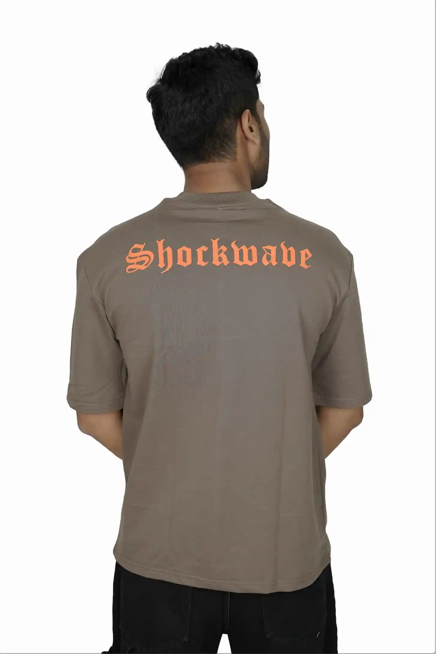 Kapda Kulture grey puff print oversized t shirt for men India Fury back print