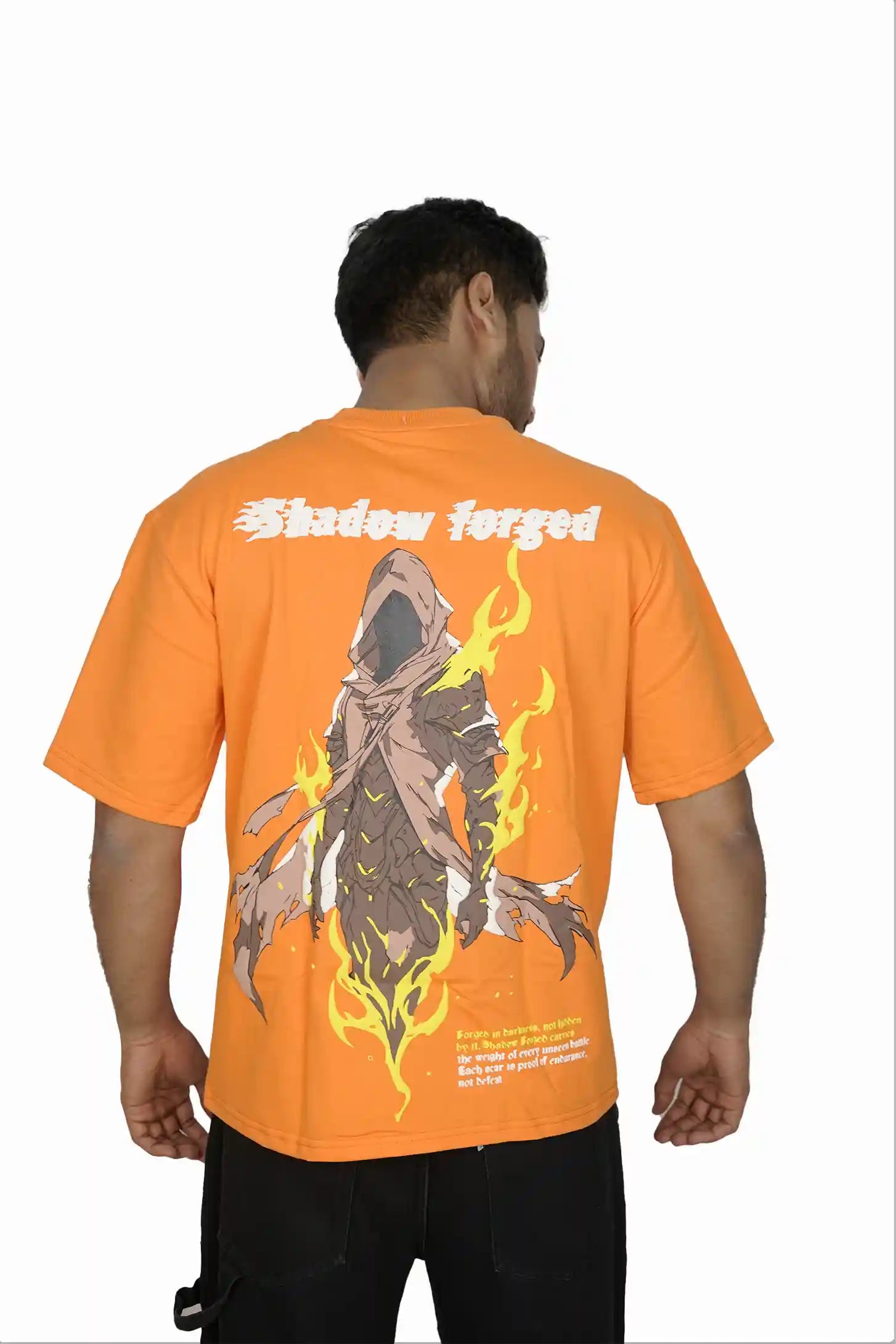 Kapda Kulture orange oversized t shirt puff print streetwear graphic back design