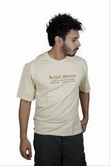 Kapda Kulture beige puff print oversized t shirt for men India Lethal Motion graphic front view